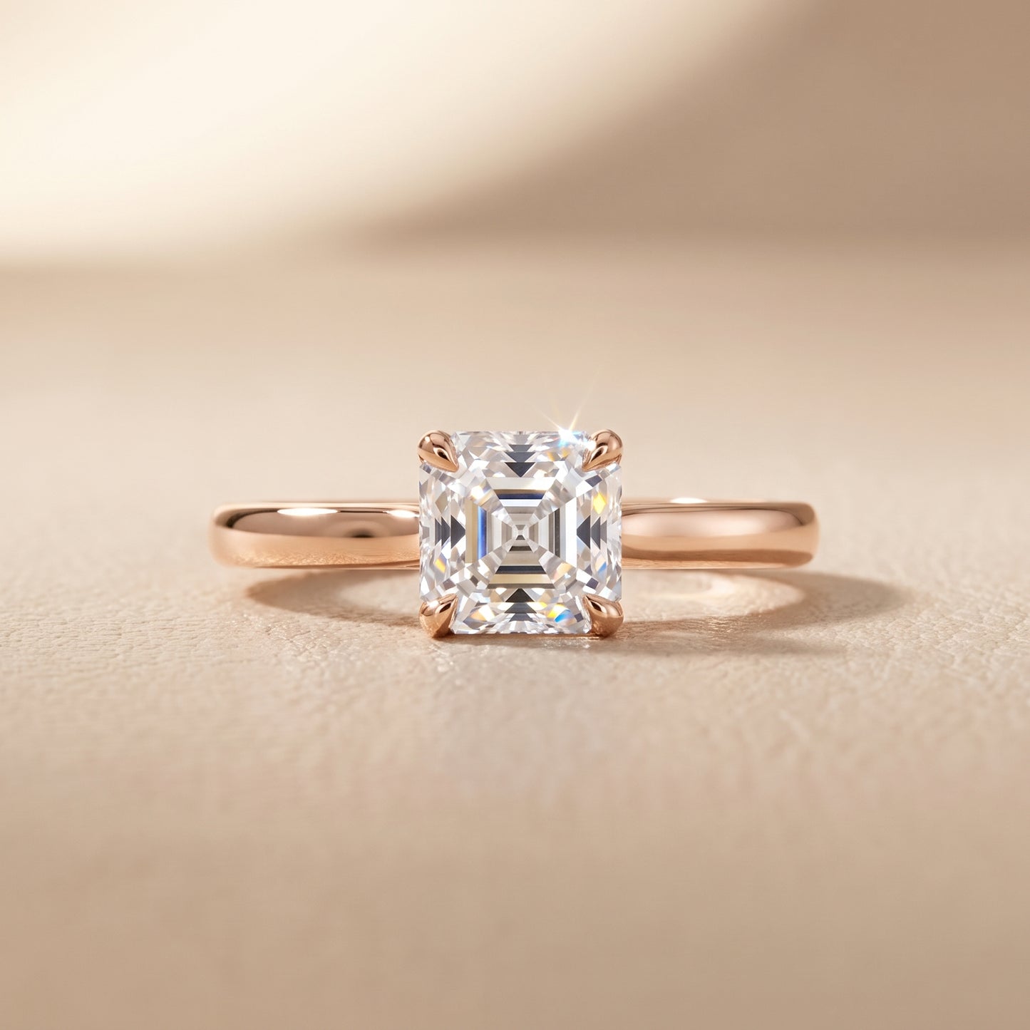 Mena Hidden Halo Asscher Diamond Engagement Ring in Rose Gold - front.jpg