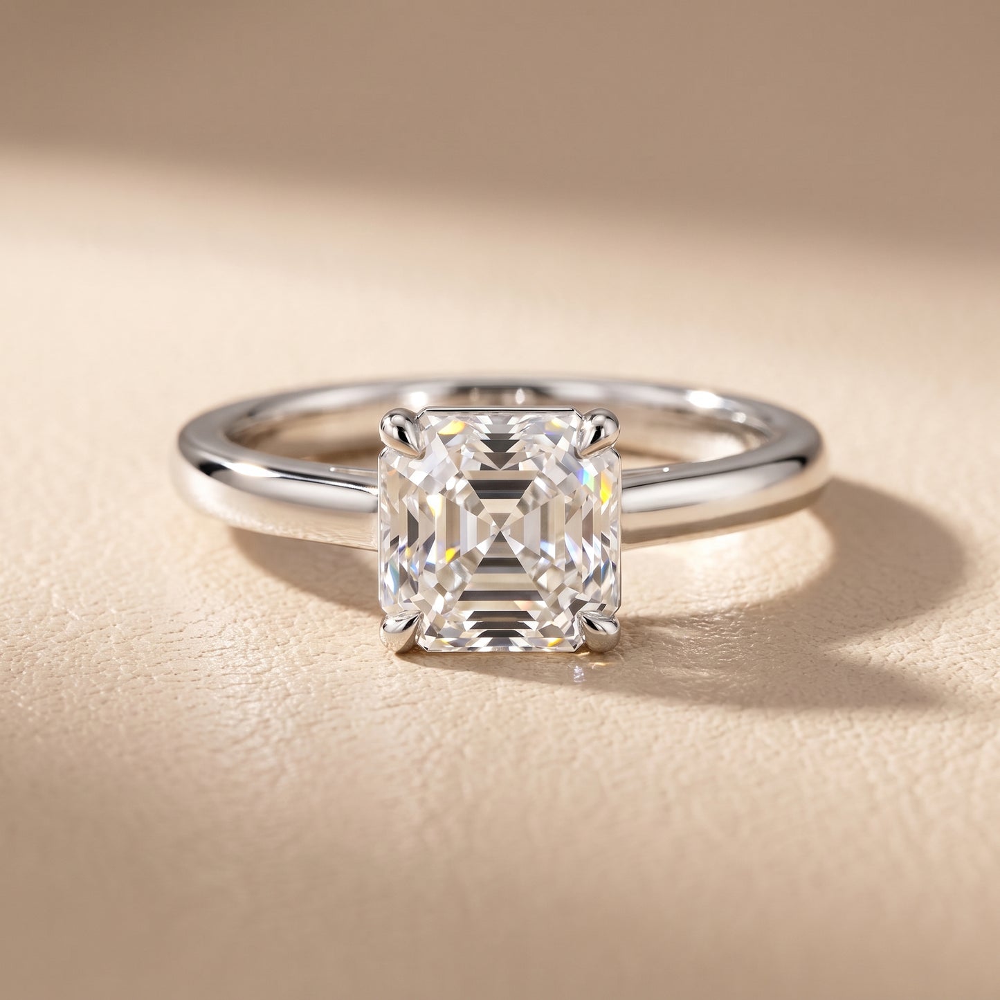 Sadie Cathedral Solitaire Asscher Diamond Ring in Platinum - front.jpg