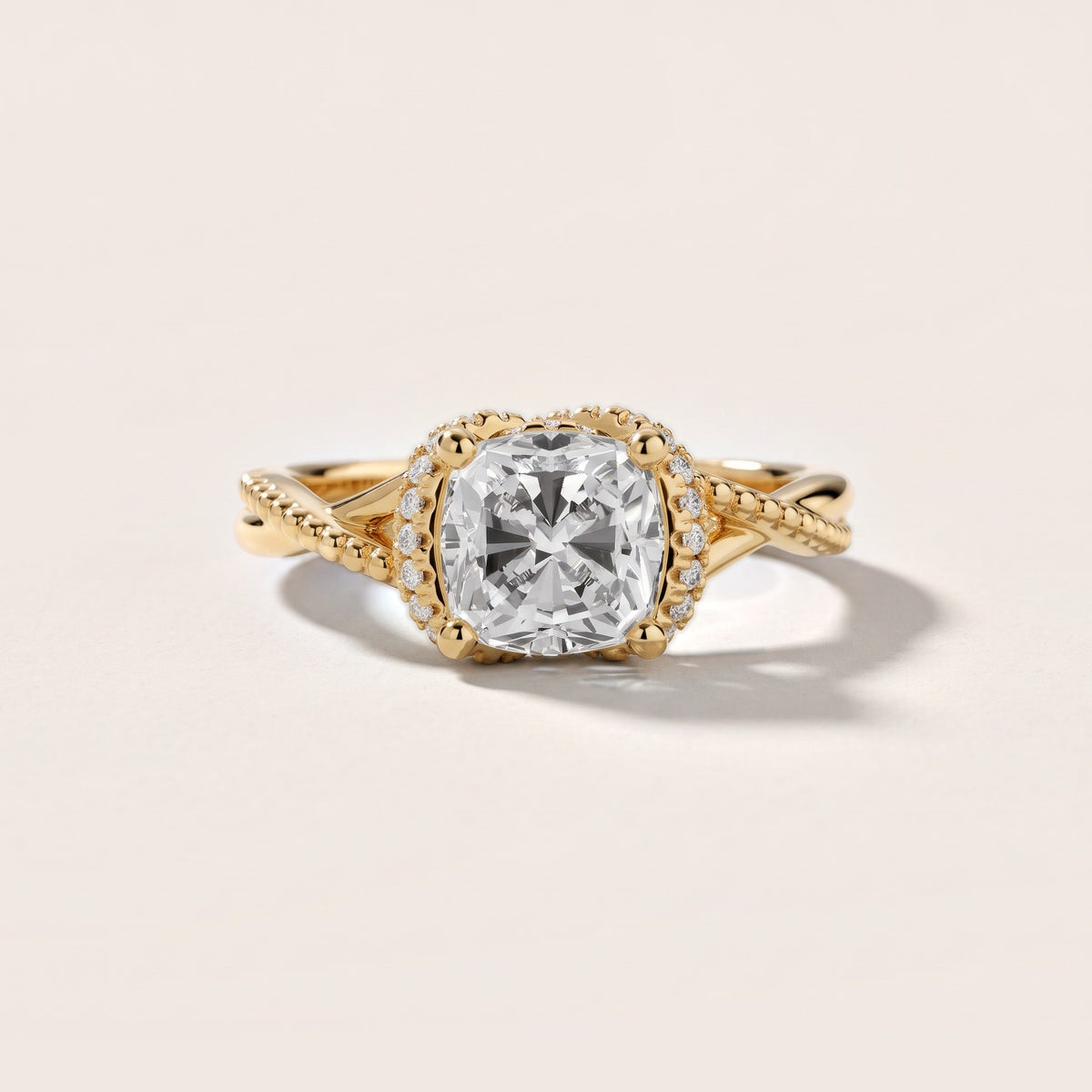 Aileen Hidden Halo Milgrain Cushion Diamond Engagement Ring in Yellow Gold - front.jpg