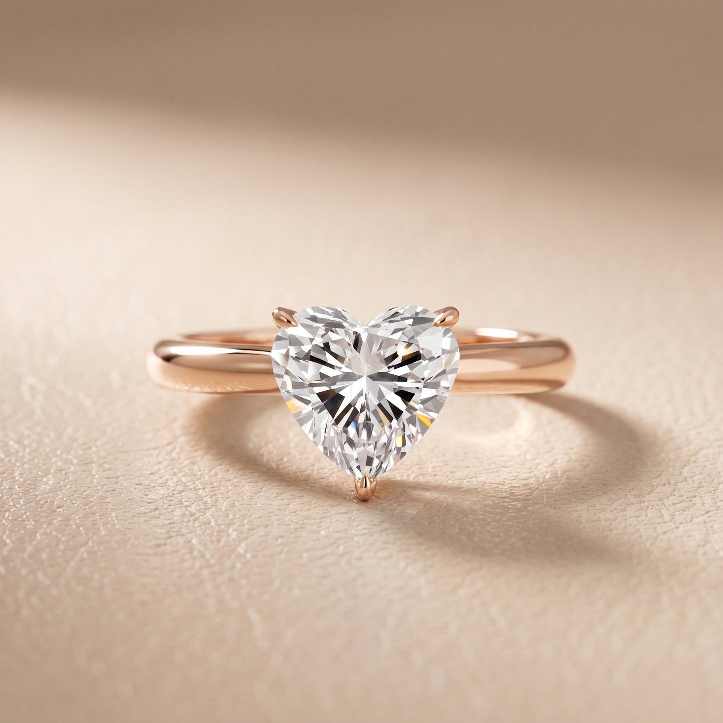 Evie Solitaire Six-Prong Heart Diamond Engagement Ring in Rose Gold - front.jpg