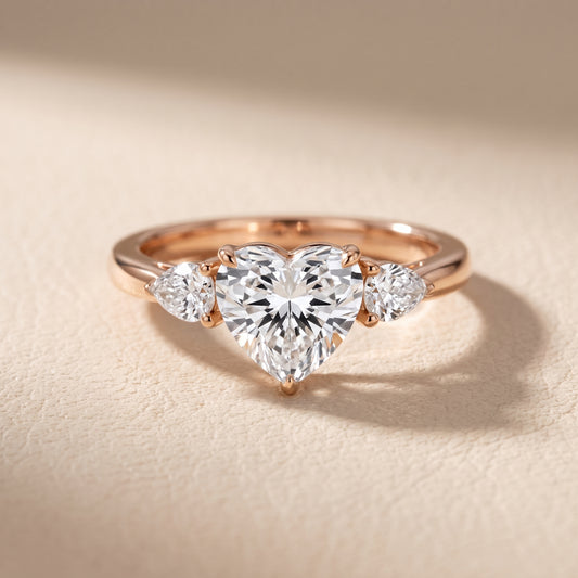 Phoebe Three-Stone Heart Diamond Ring in Rose Gold - front.jpg