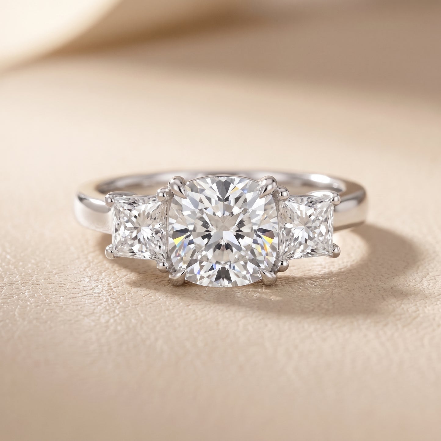 Sienna Three-Stone Cushion Diamond Ring in Silver - front.jpg