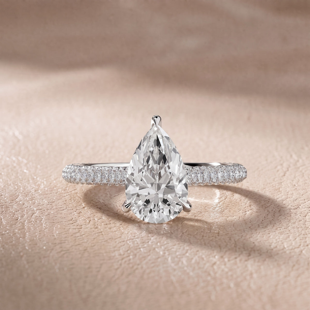 Elisa Hidden Halo Pavé Pear Diamond Engagement Ring in White Gold - front.jpg
