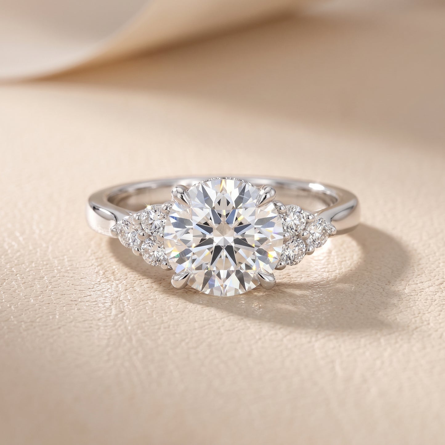 Anya Sidestone Cluster Round Diamond Ring in Silver - front.jpg