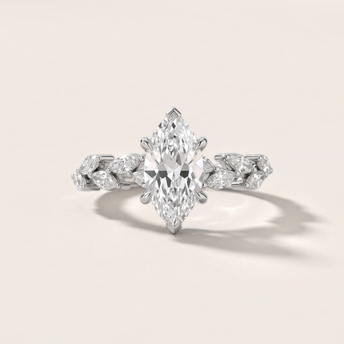 Mirella Laurel Marquise Diamond Engagement Ring in White Gold - front.jpg