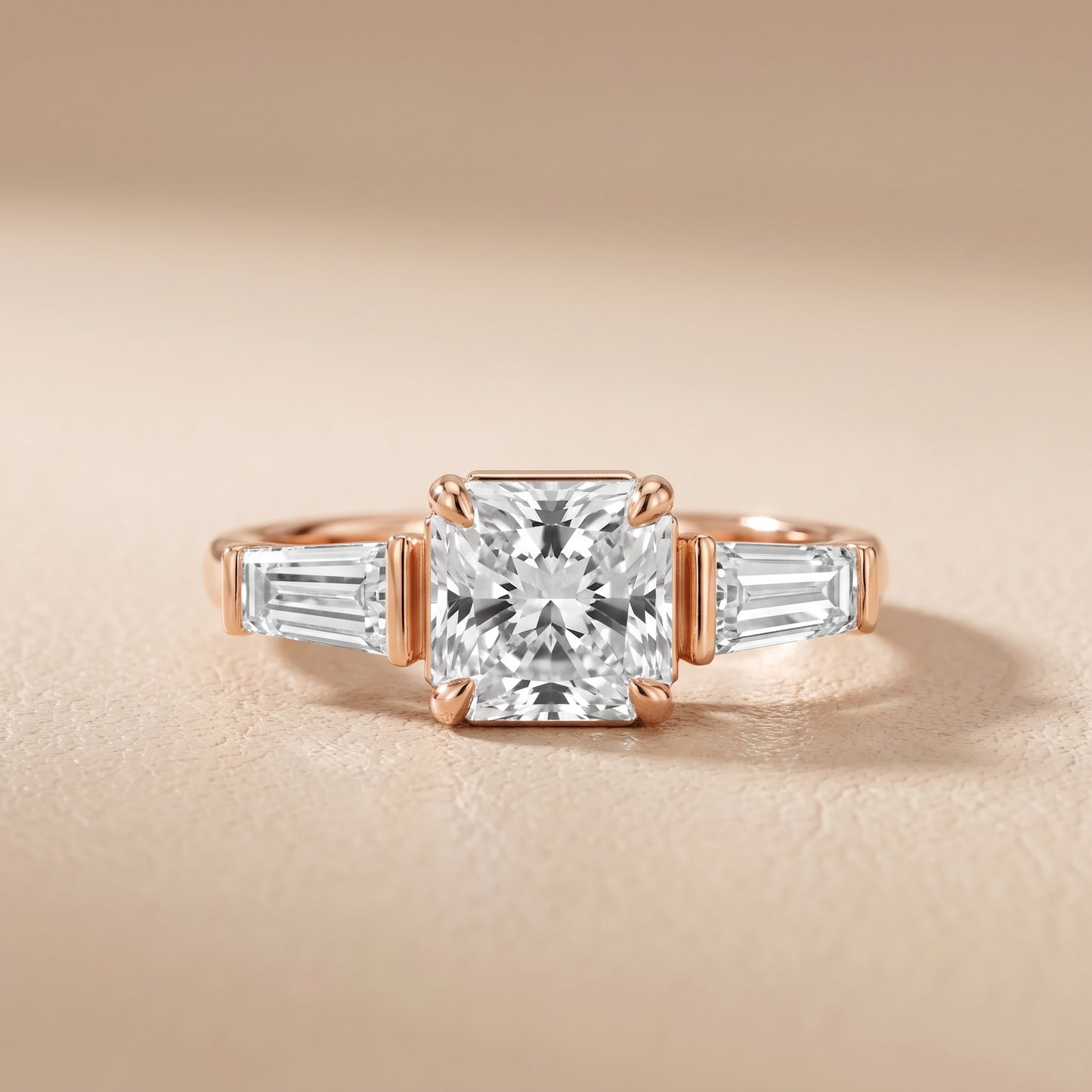 Layla Tapered Baguette Radiant Diamond Ring in Rose Gold - front.jpg