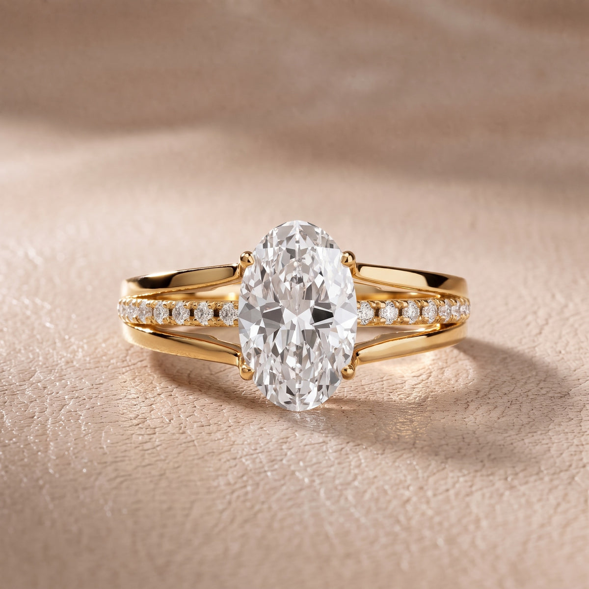 Serena Split Shank Pavé Oval Diamond Engagement Ring in Yellow Gold - front.jpg