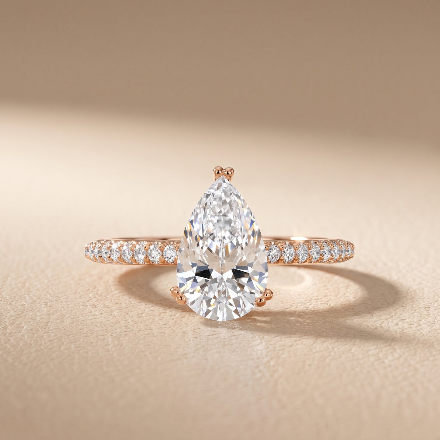 Violet Hidden Halo Pavé Pear Diamond Ring in Rose Gold - front.jpg