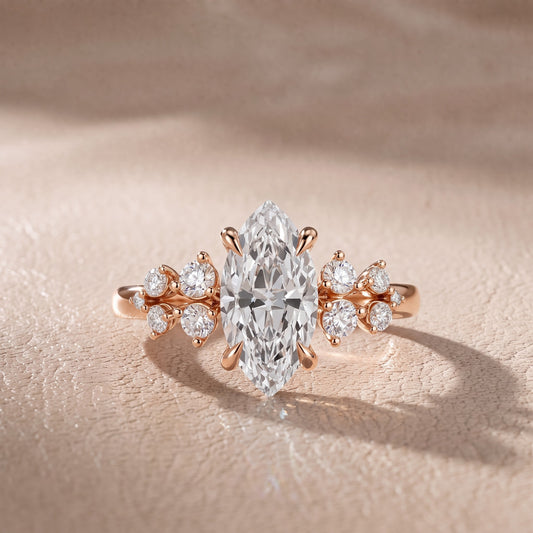 Mirabelle Cluster Marquise Diamond Engagement Ring in Rose Gold - front.jpg