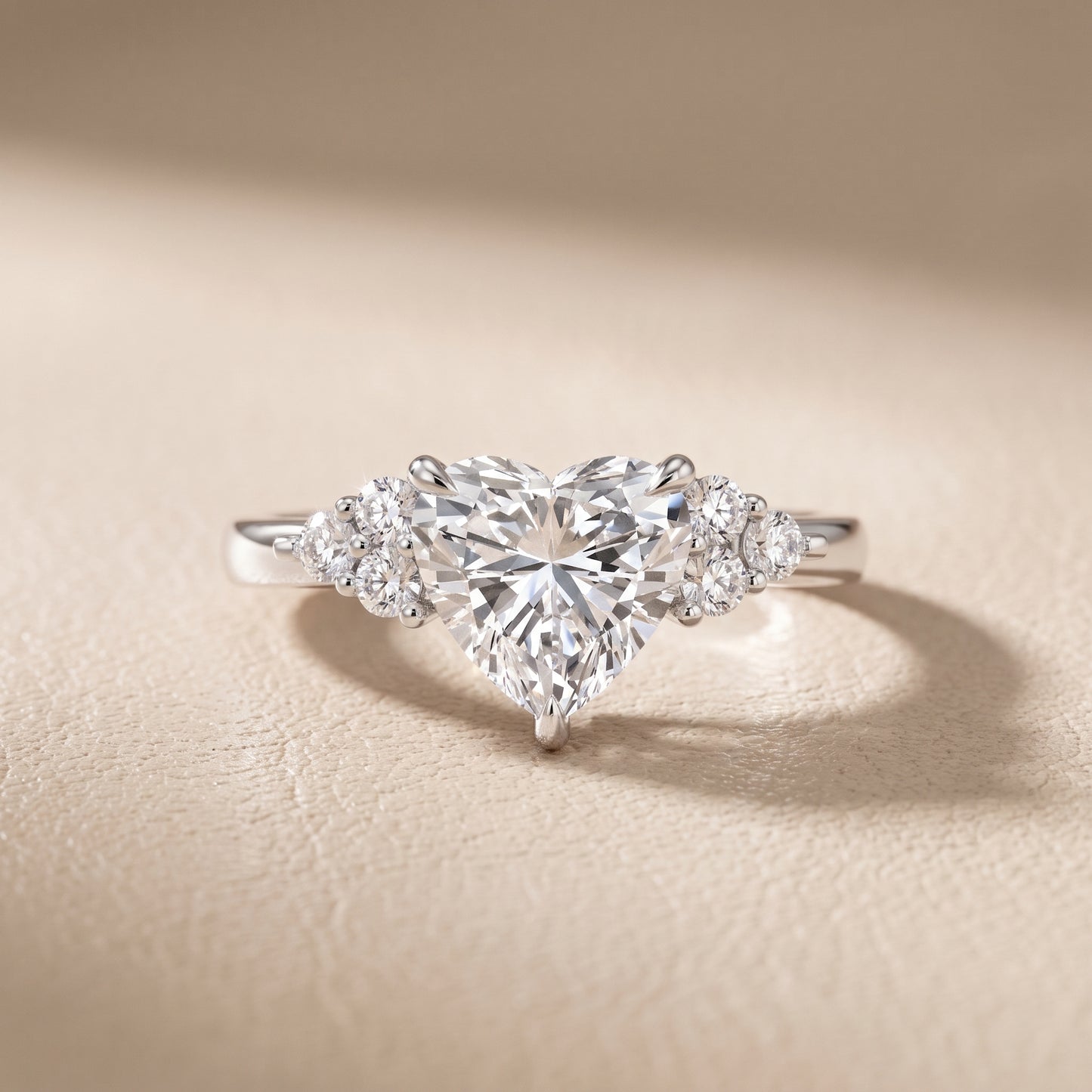 Anya Sidestone Cluster Heart Diamond Ring in Silver - front.jpg