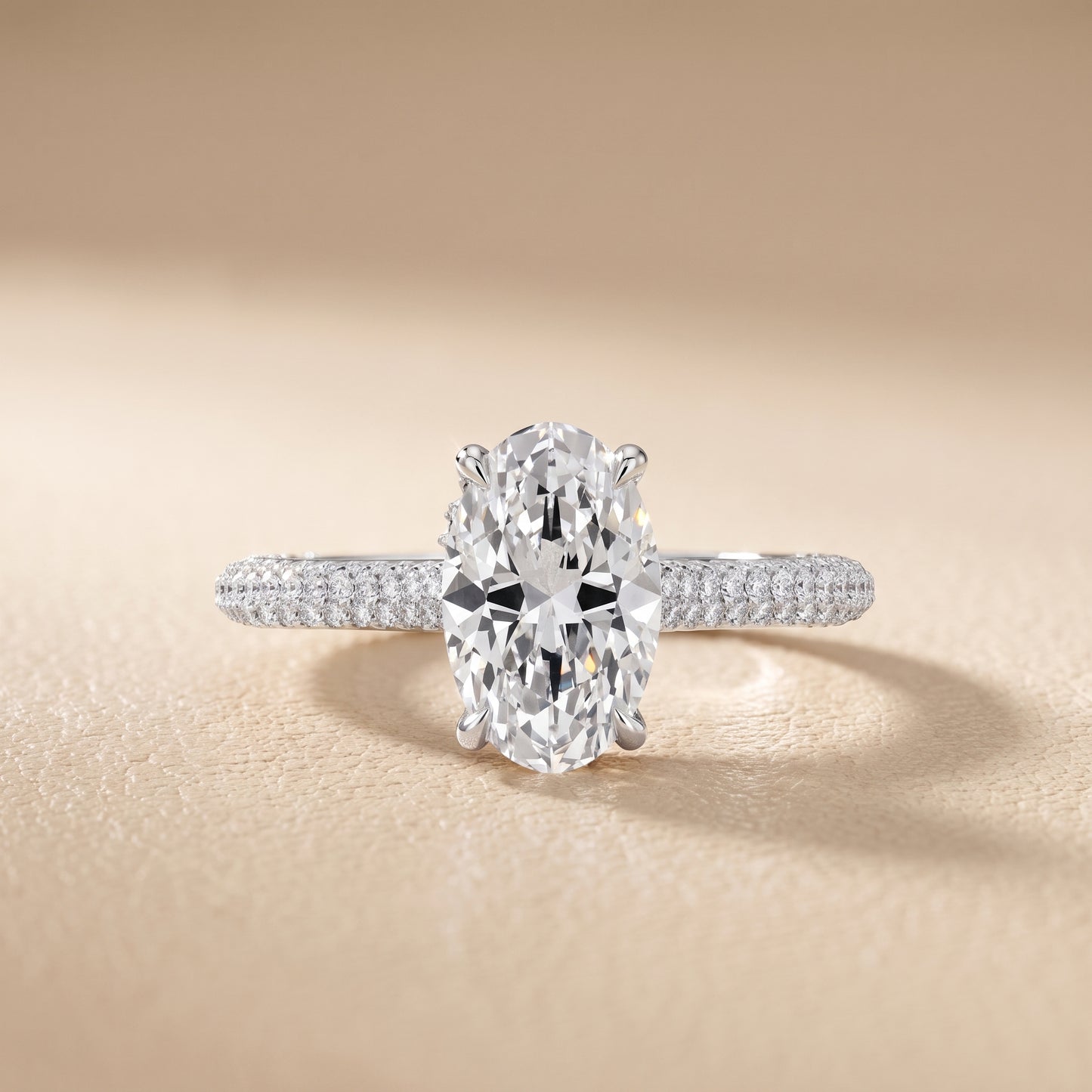 Della Hidden Halo Pavé Oval Diamond Engagement Ring in Platinum - front.jpg