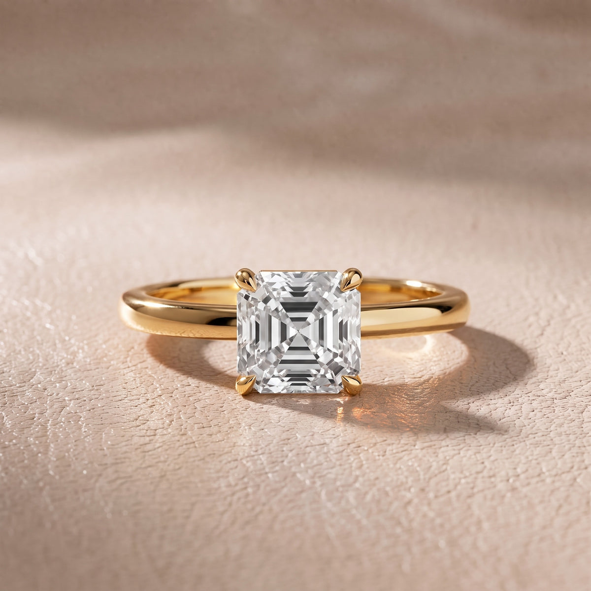 Nadia Petite Solitaire Asscher Diamond Engagement Ring in Yellow Gold - front.jpg