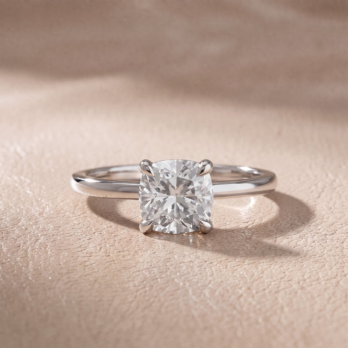 Nella Petite Solitaire Cushion Diamond Engagement Ring in Silver - front.jpg