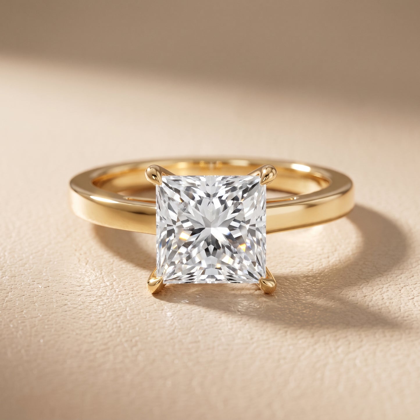 Kaia Solitaire Princess Diamond Ring in Yellow Gold - front.jpg