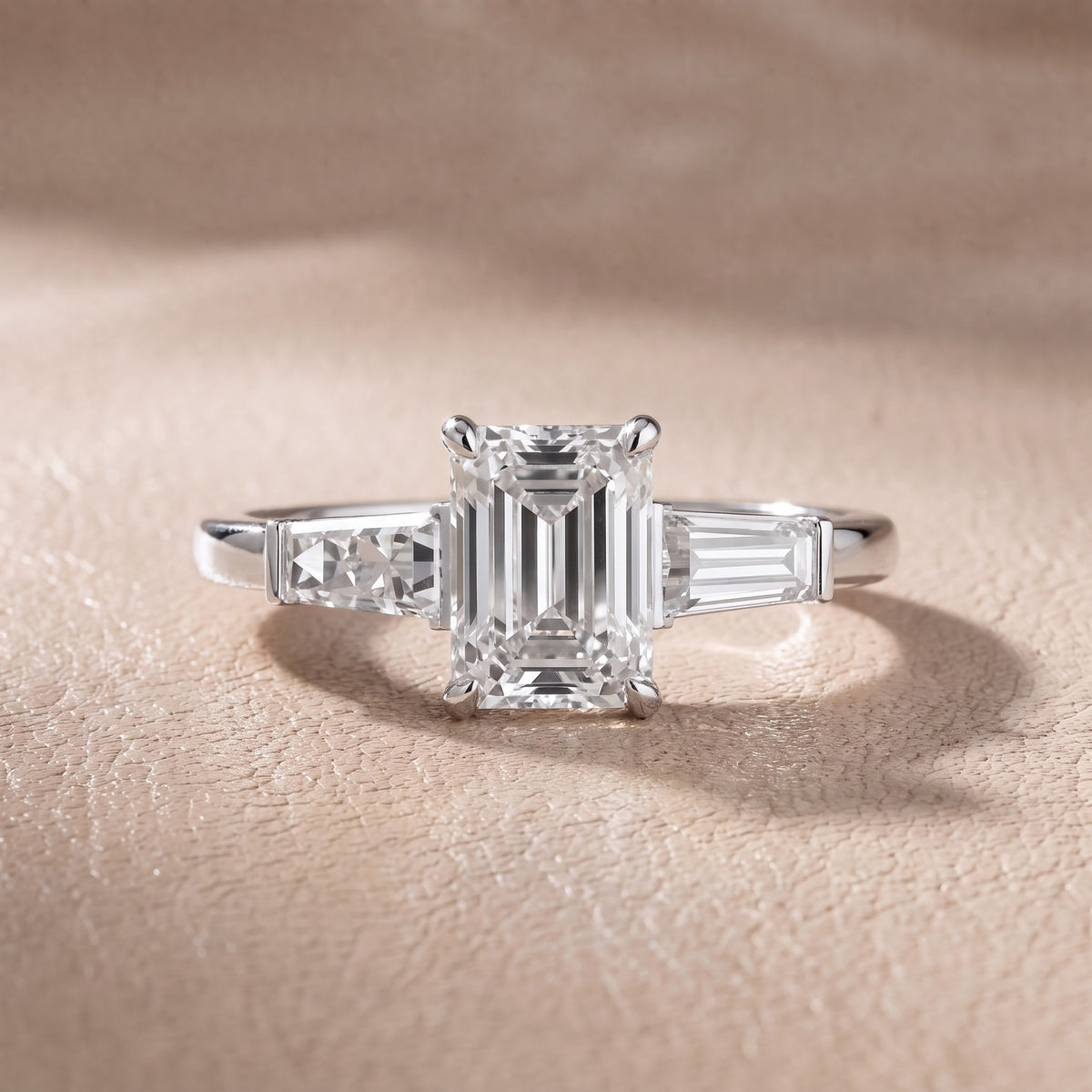 Eloise Tapered Baguette Emerald Diamond Engagement Ring in Platinum - front.jpg