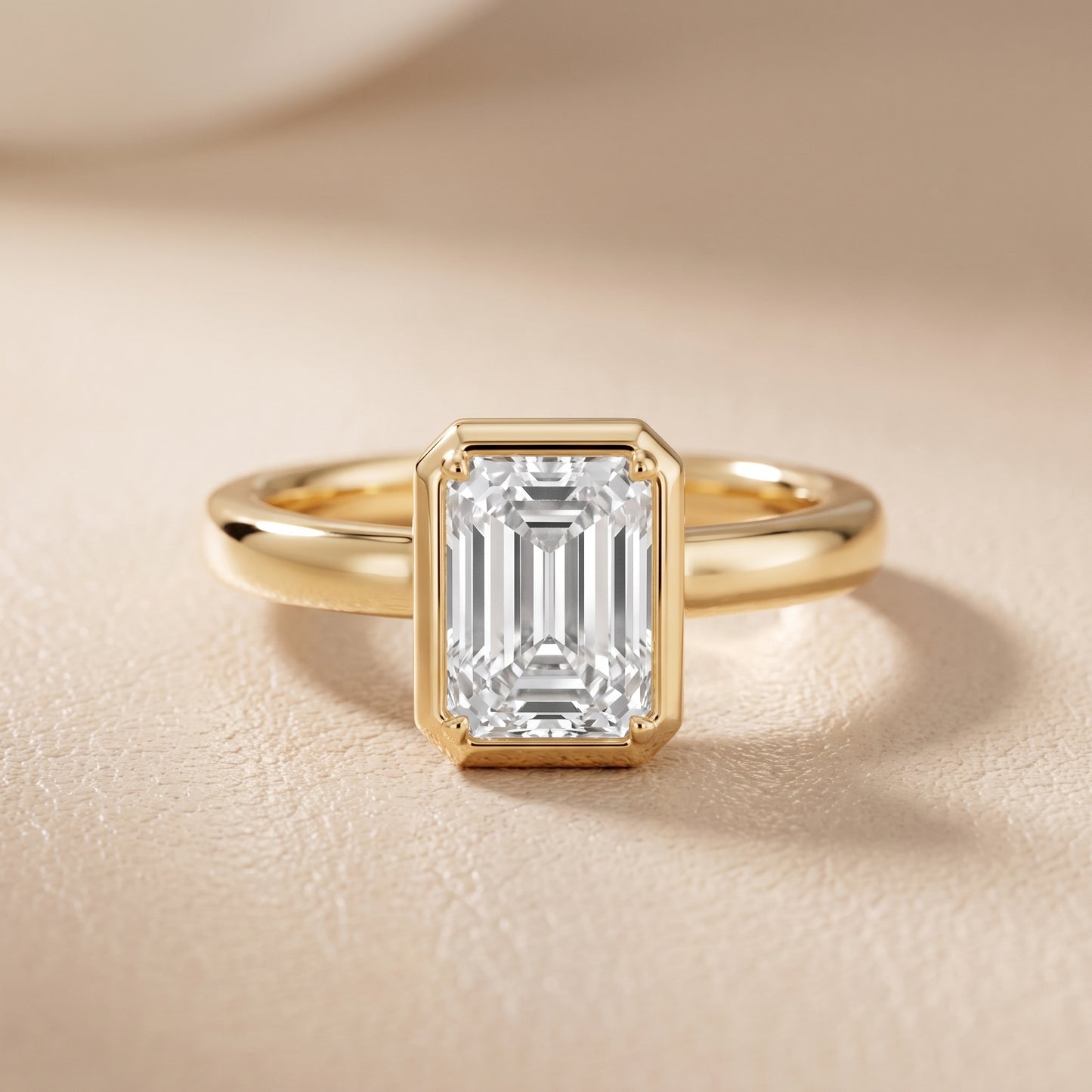 Alina Bezel Solitaire Emerald Diamond Ring in Yellow Gold - front.jpg