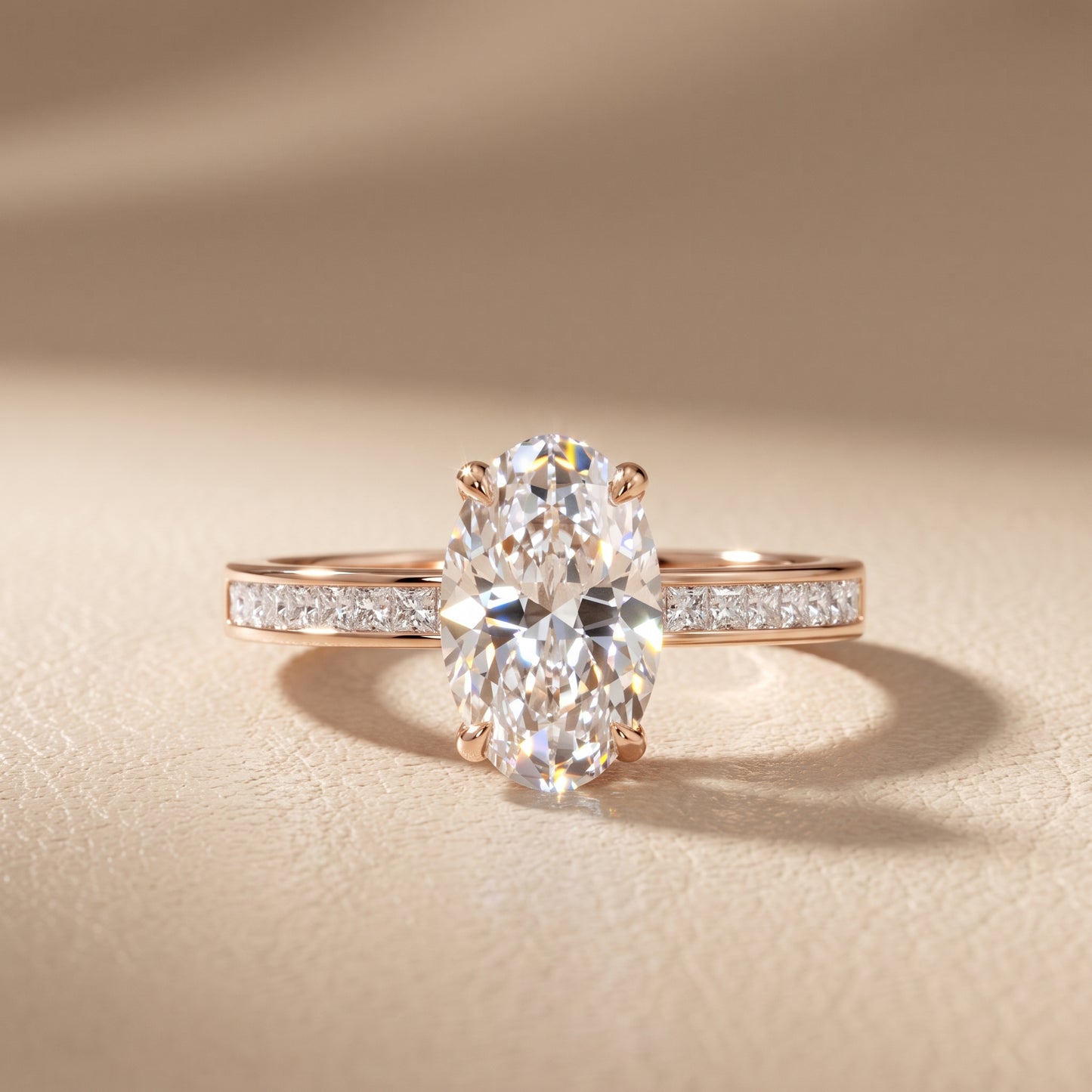 Maren Sidestone Channel Set Oval Diamond Engagement Ring in Rose Gold - front.jpg