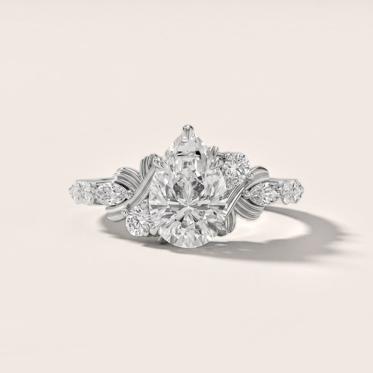 Lanai Marquise-Side Pear Diamond Engagement Ring in Silver - front.jpg