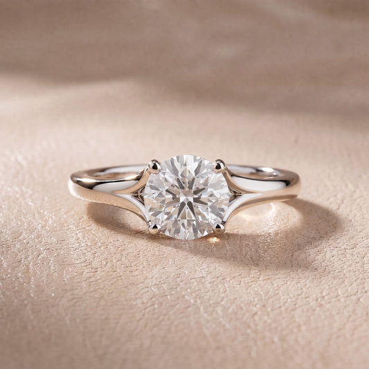 Nell Split Shank Solitaire Round Diamond Engagement Ring in Platinum - front.jpg