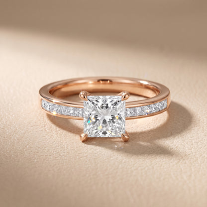 Maren Sidestone Channel Set Princess Diamond Engagement Ring in Rose Gold - front.jpg