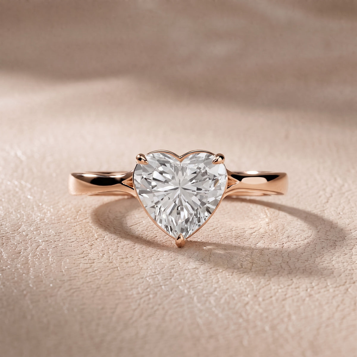 Evangeline Trellis Solitaire Heart Diamond Engagement Ring in Rose Gold - front.jpg