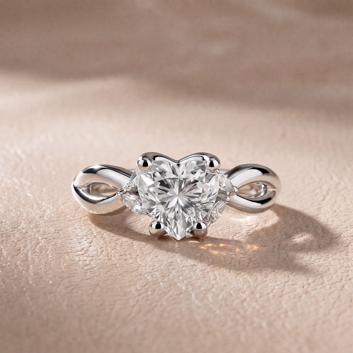Luna Glow Twisted Heart Diamond Engagement Ring in Platinum - front.jpg