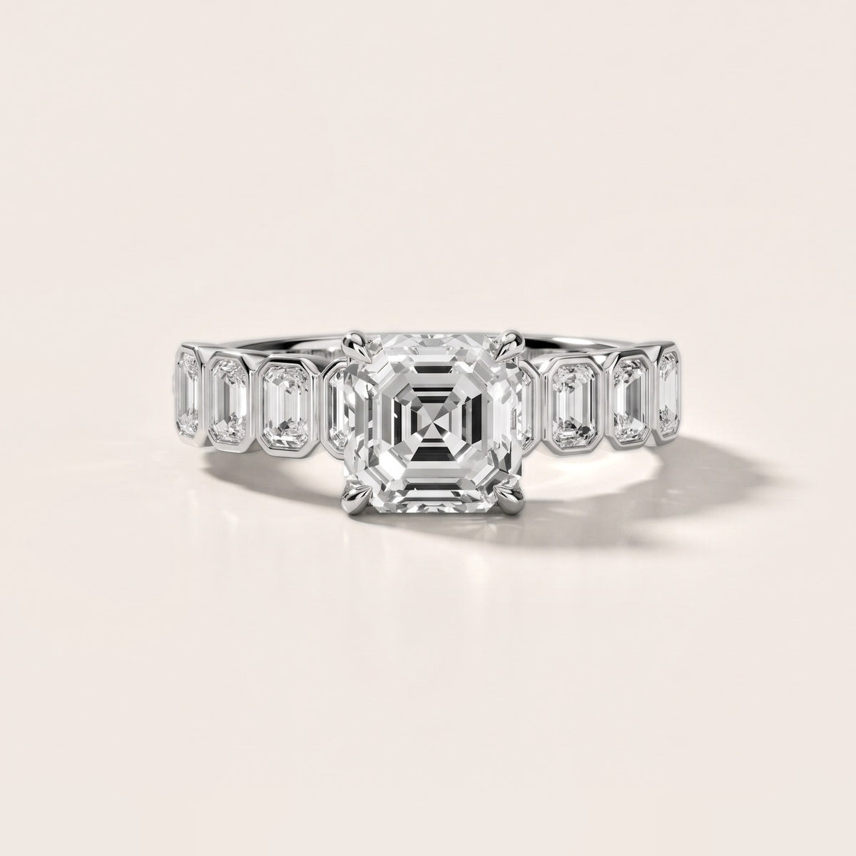 Newport Step-Cut Bezel Asscher Diamond Engagement Ring in Platinum - front.jpg