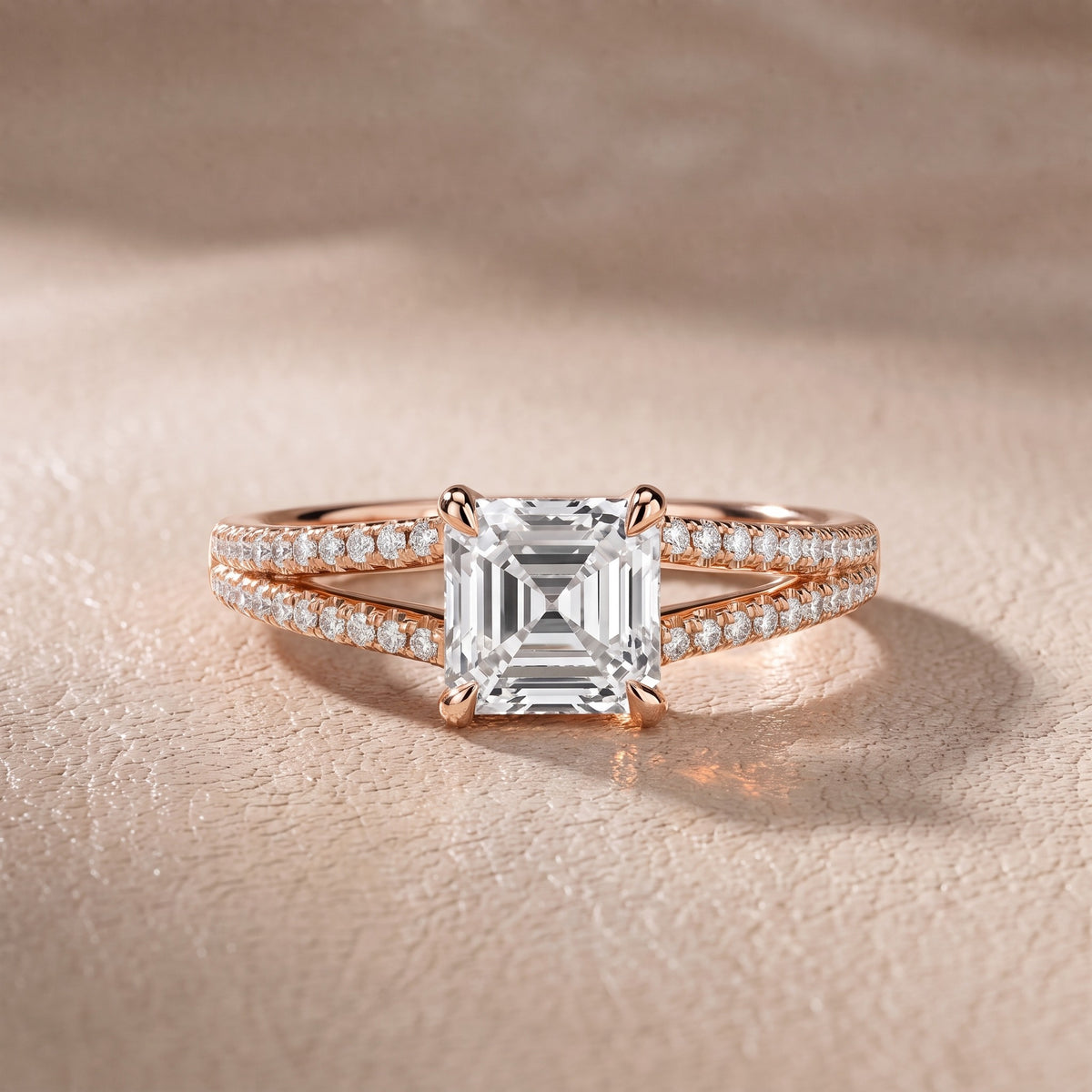 Eternal Embrace Solitaire Asscher Diamond Engagement Ring in Rose Gold - front.jpg