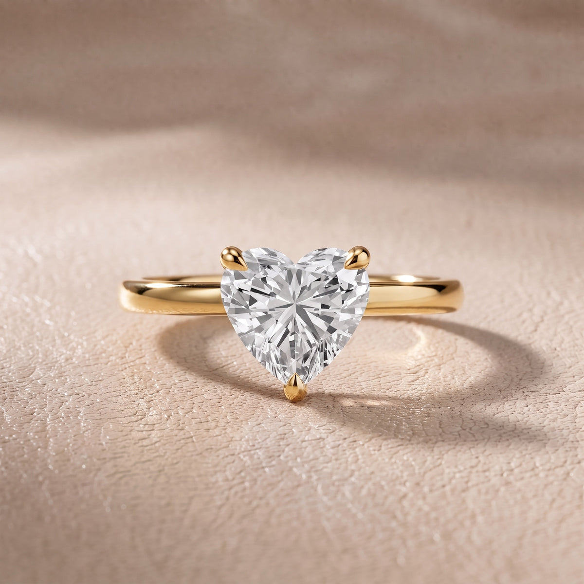 Nella Petite Solitaire Heart Diamond Engagement Ring in Yellow Gold - front.jpg