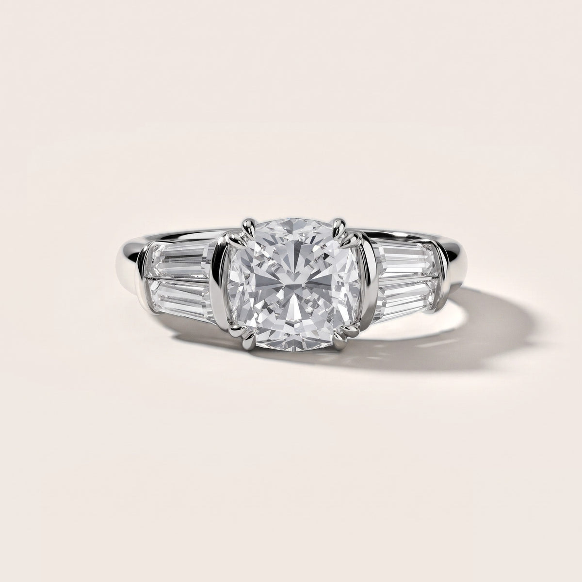 Ilsa Deco Baguette Cushion Diamond Engagement Ring in Platinum - front.jpg