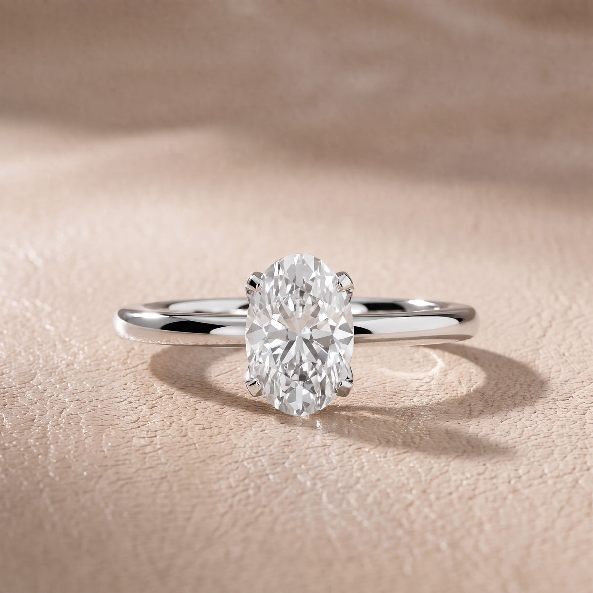 Flora Guardian Solitaire Oval Diamond Engagement Ring in White Gold - front.jpg