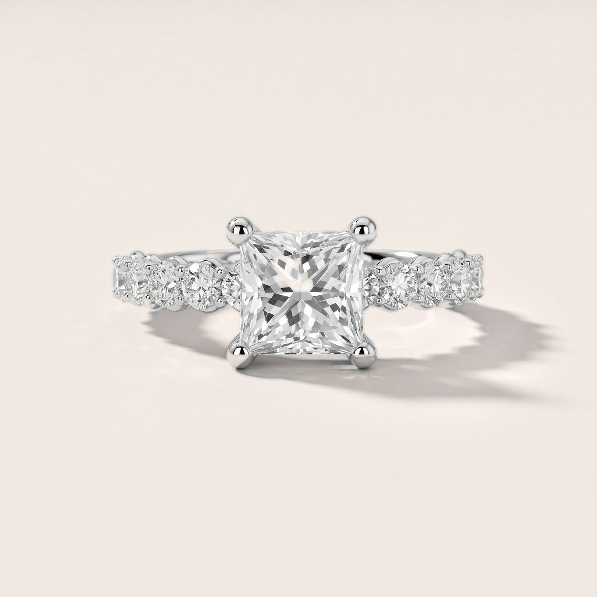 Sterling Statement Pavé Princess Diamond Engagement Ring in Silver - front.jpg