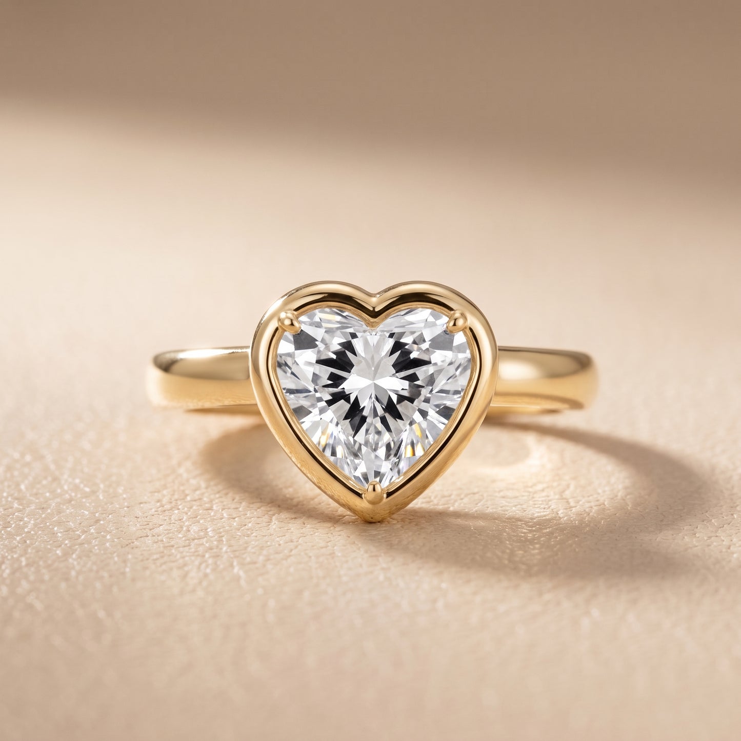 Alina Bezel Solitaire Heart Diamond Ring in Yellow Gold - front.jpg