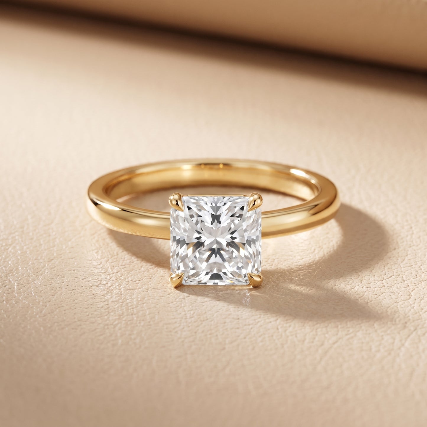 Lyla Petite Solitaire Radiant Diamond Engagement Ring in Yellow Gold - front.jpg