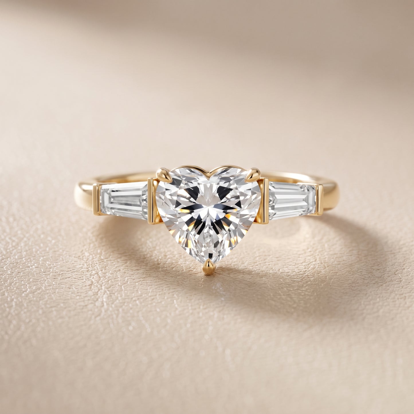 Zelda Tapered Baguette Heart Diamond Engagement Ring in Yellow Gold - front.jpg