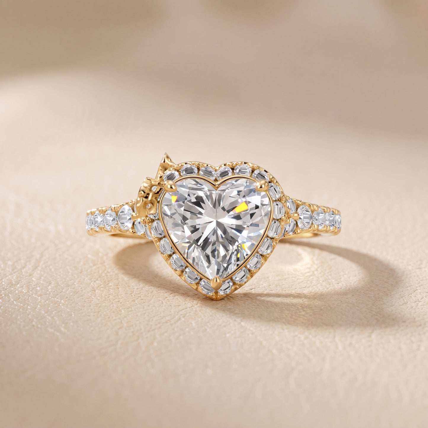Bella Halo Pavé Heart Diamond Engagement Ring in Yellow Gold - front.jpg