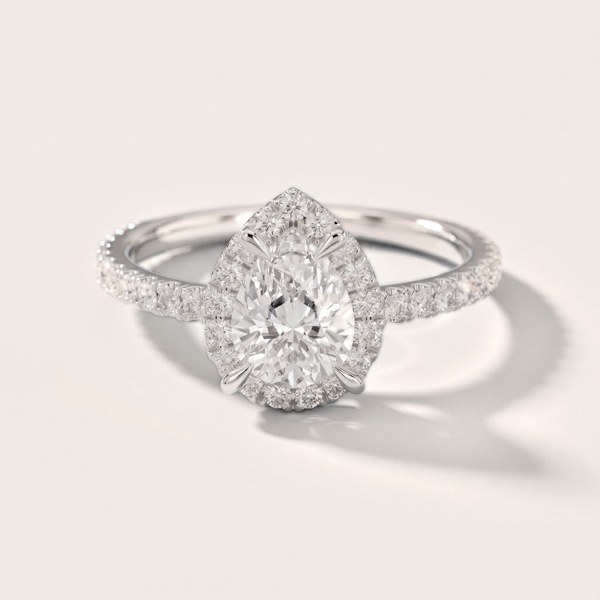 Aurora Halo Pear Diamond Engagement Ring in Silver [studio-20261024]