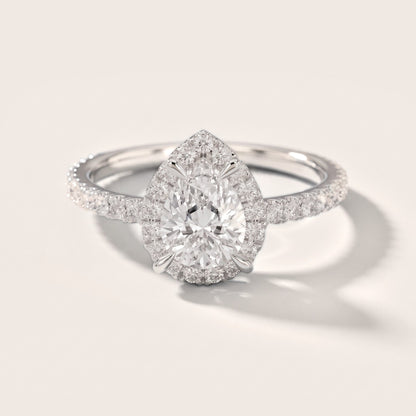 Aurora Halo Pear Diamond Engagement Ring in Silver [studio-20261024]