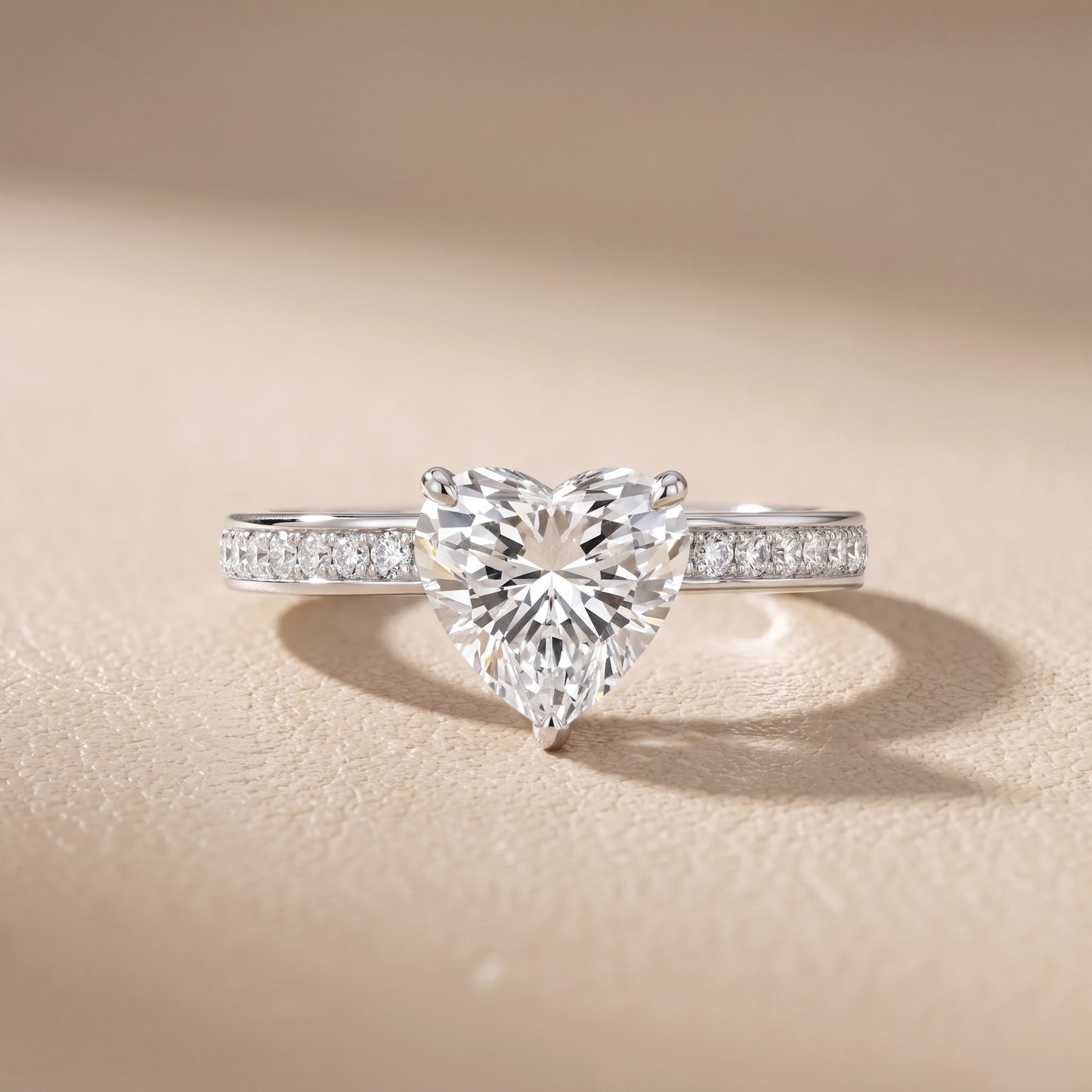 Brielle Channel Set Solitaire Heart Diamond Ring in Silver - front.jpg