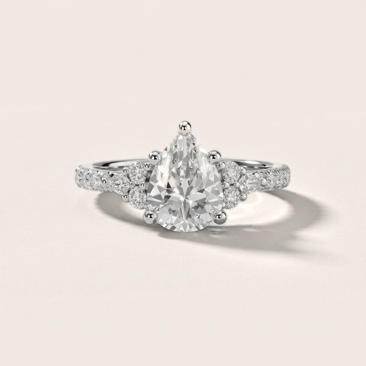 Alta Pavé Cluster Pear Diamond Engagement Ring in White Gold - front.jpg