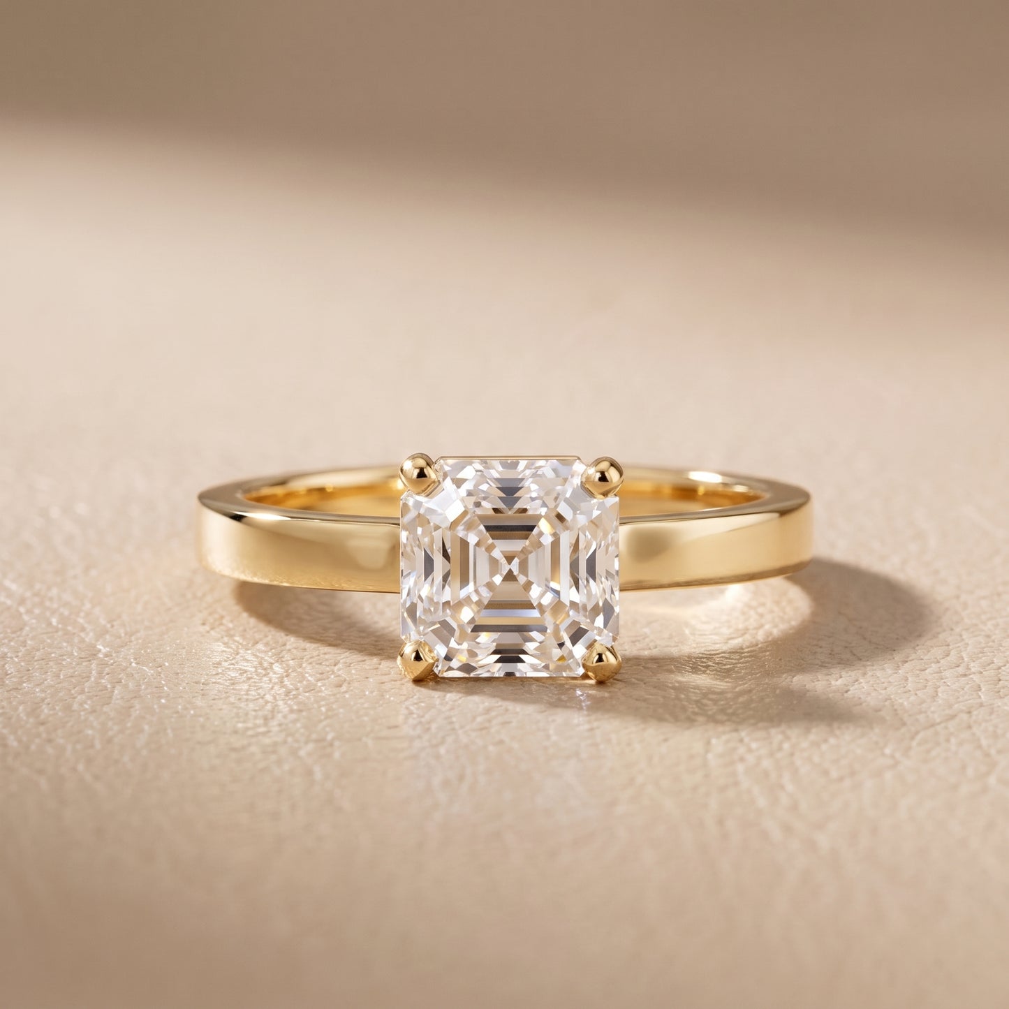 Delia Solitaire Asscher Diamond Engagement Ring in Yellow Gold - front.jpg