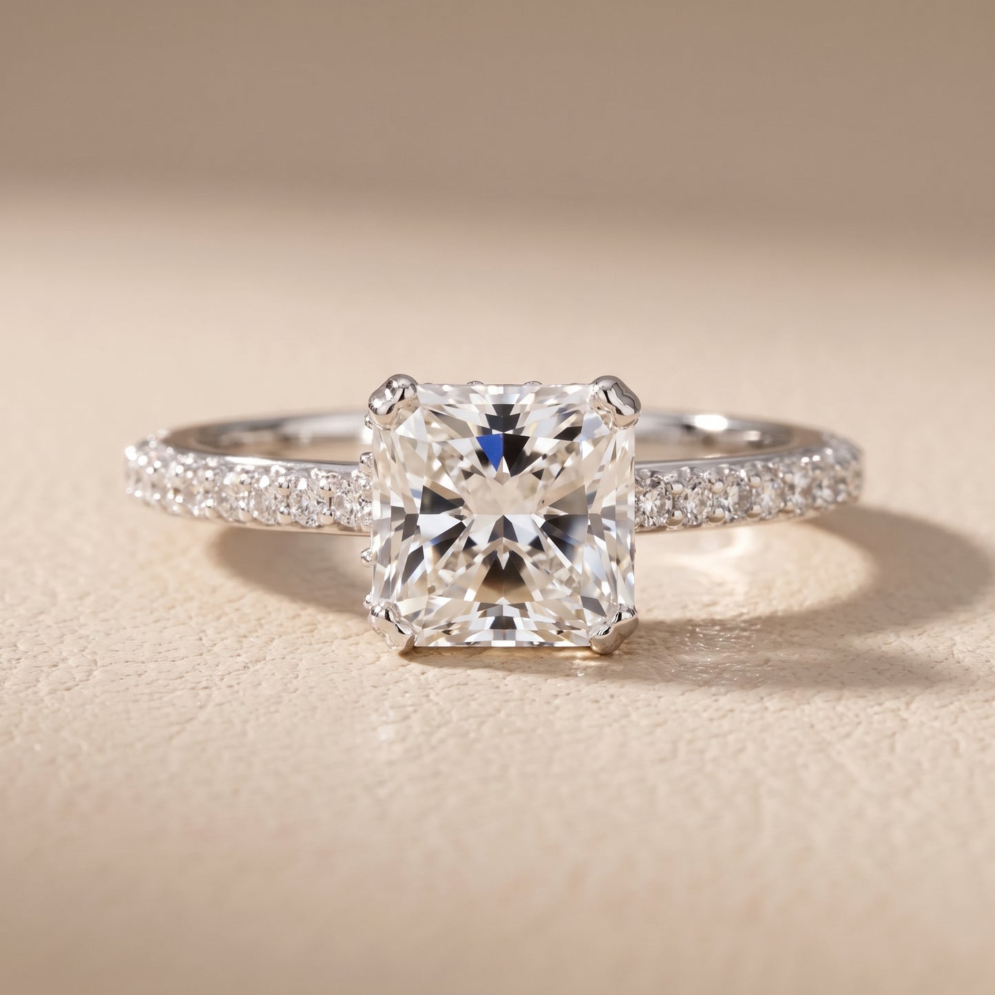 Violet Hidden Halo Pavé Radiant Diamond Ring in Platinum - front.jpg
