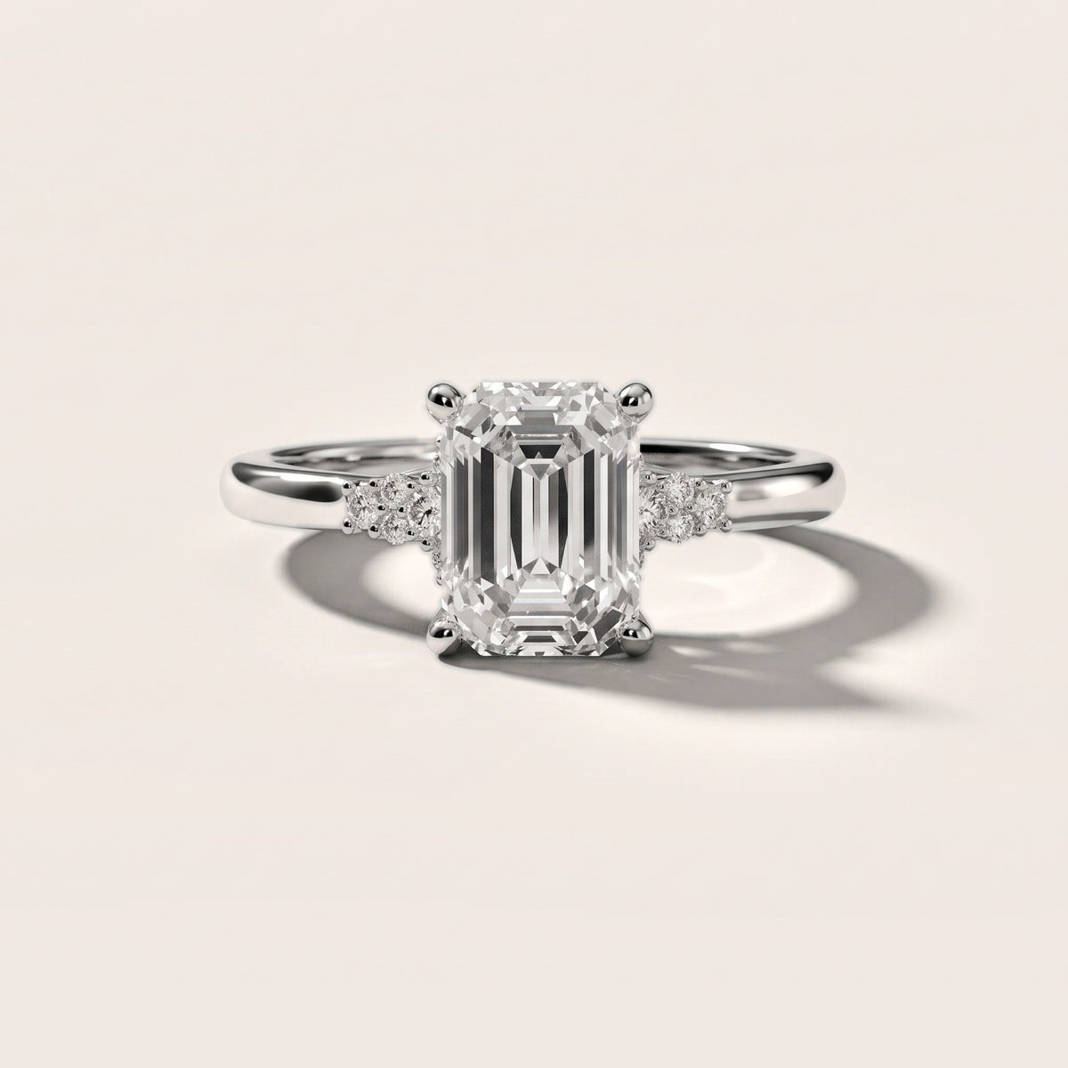 Vail Starburst Cluster Emerald Diamond Engagement Ring in Platinum - front.jpg