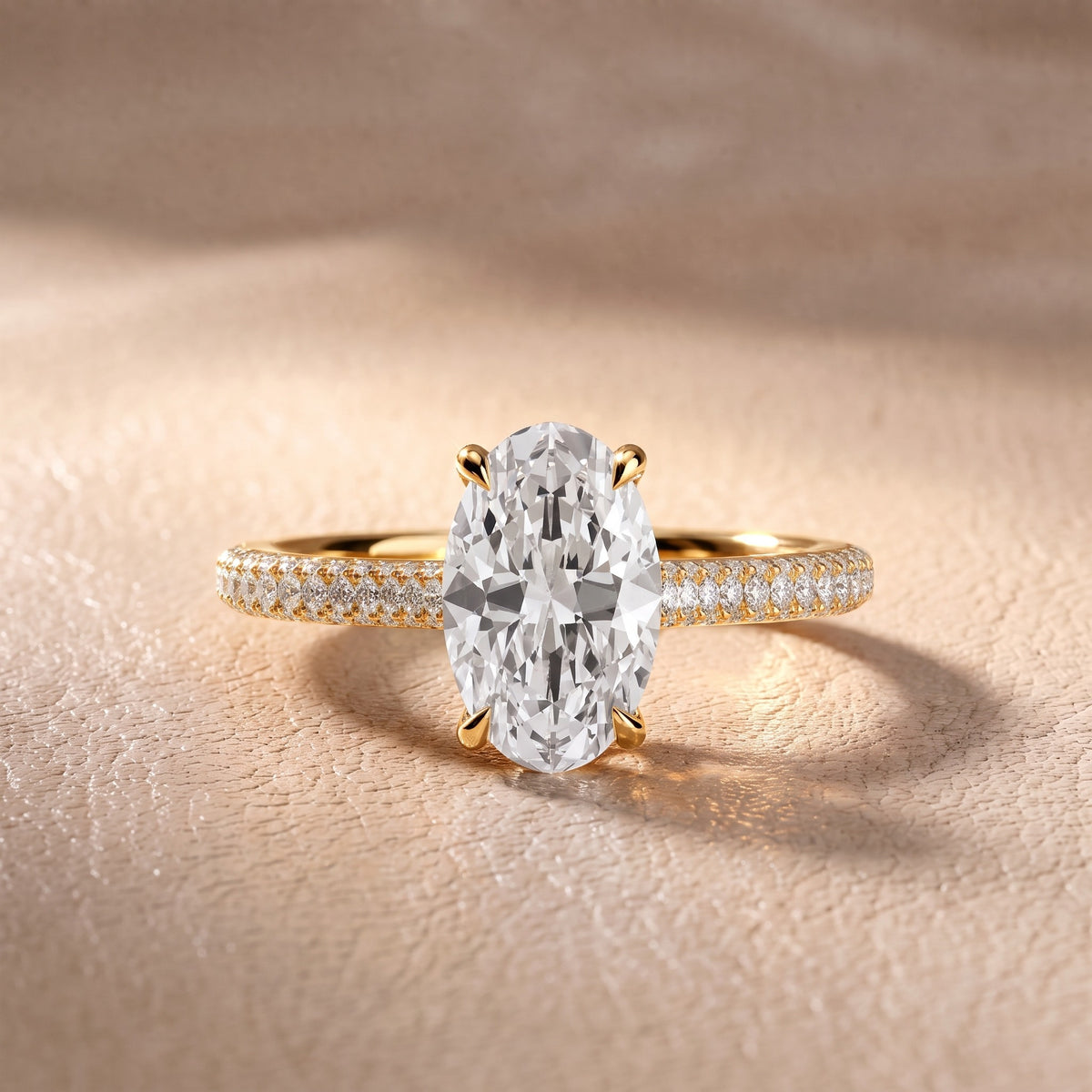 Elisa Hidden Halo Pavé Oval Diamond Engagement Ring in Yellow Gold - front.jpg