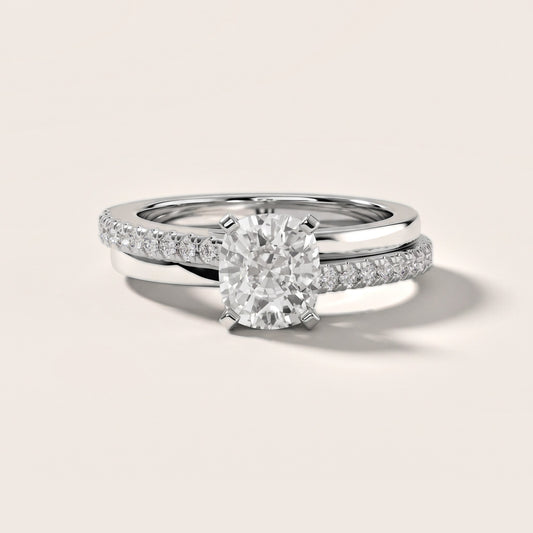 Edith Criss Cross Pavé Cushion Diamond Engagement Ring in Platinum [studio-20261024]