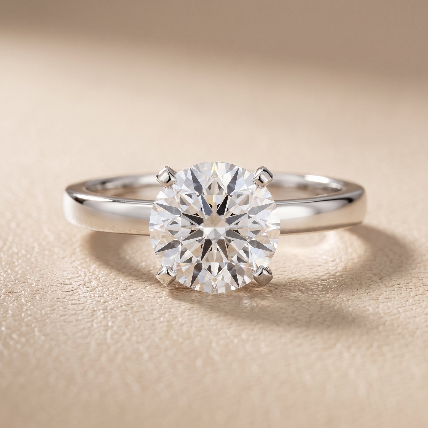Liana Solitaire Claw Prong Round Diamond Engagement Ring in Silver - front.jpg