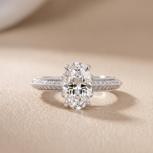 Indie Vintage Milgrain Oval Diamond Engagement Ring in White Gold - front.jpg
