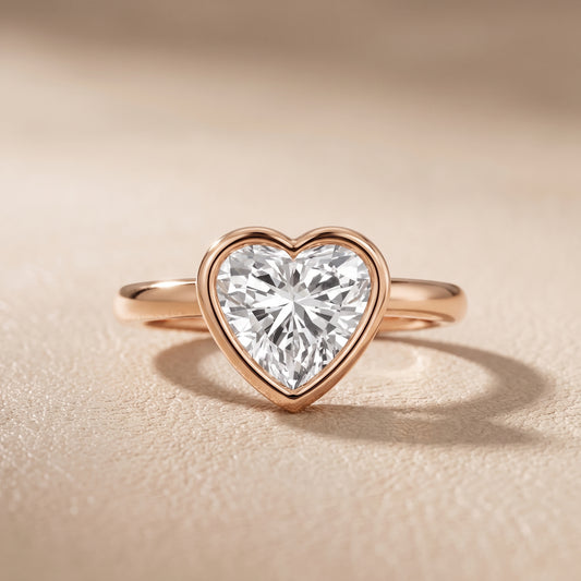 Maeve Bezel Solitaire Heart Diamond Ring in Rose Gold - front.jpg