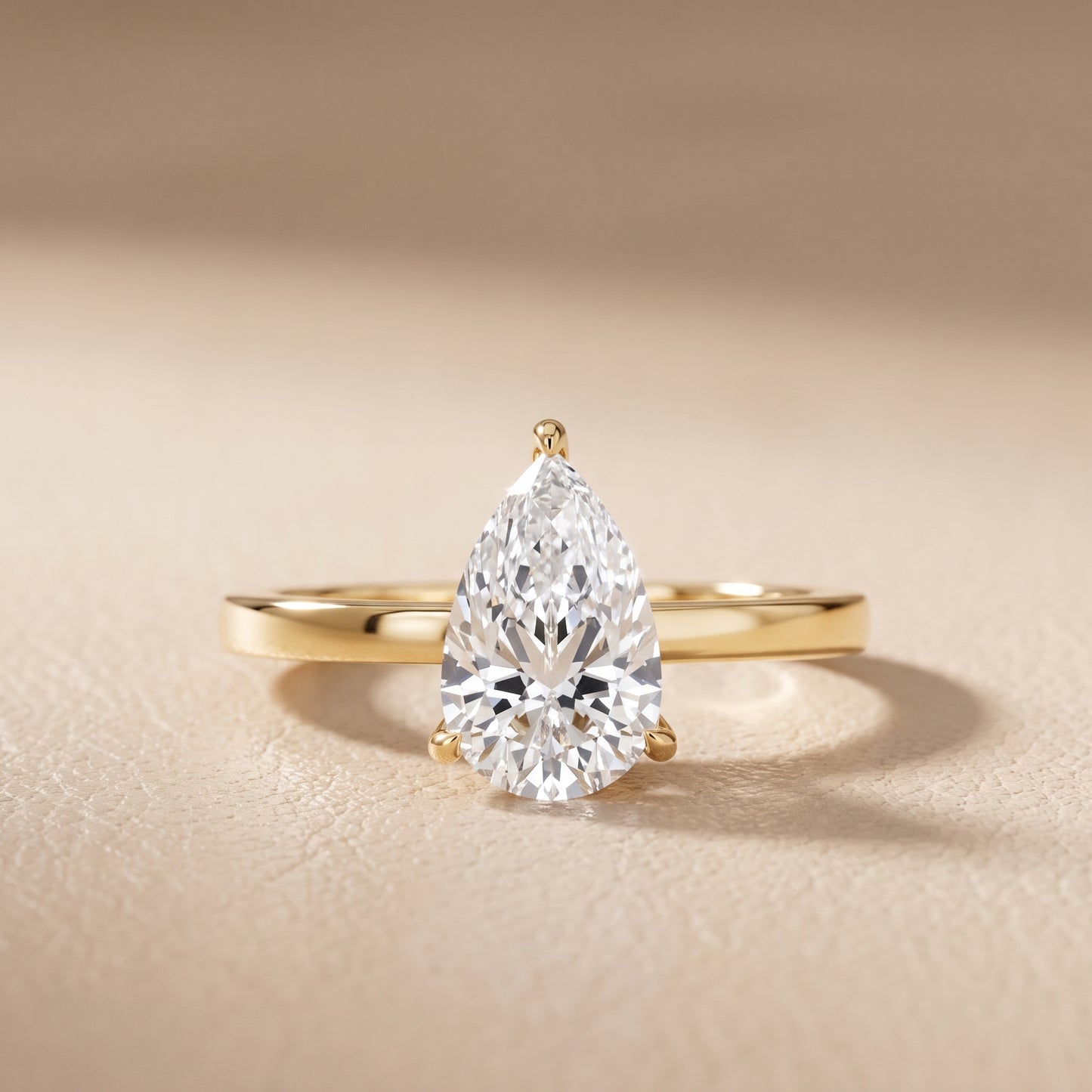 Kaia Solitaire Pear Diamond Ring in Yellow Gold - front.jpg