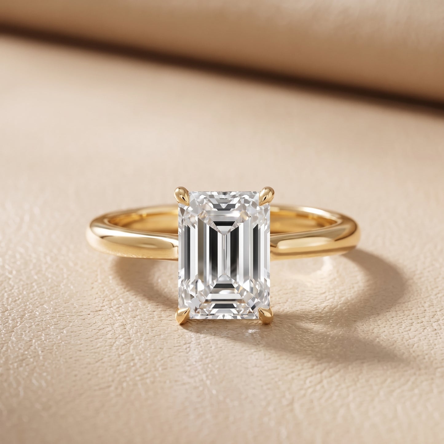 Evie Solitaire Six-Prong Emerald Diamond Engagement Ring in Yellow Gold - front.jpg
